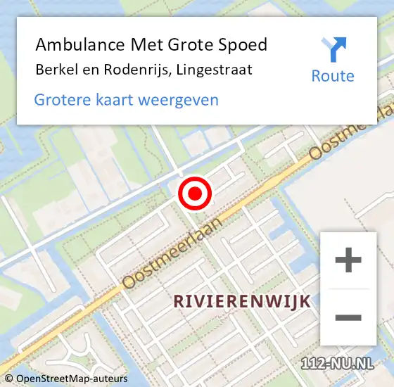 Locatie op kaart van de 112 melding: Ambulance Met Grote Spoed Naar Berkel en Rodenrijs, Lingestraat op 20 juli 2023 17:48