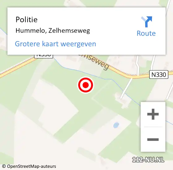 Locatie op kaart van de 112 melding: Politie Hummelo, Zelhemseweg op 20 juli 2023 19:28