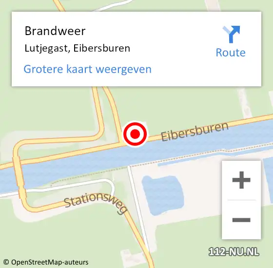 Locatie op kaart van de 112 melding: Brandweer Lutjegast, Eibersburen op 20 juli 2023 20:29