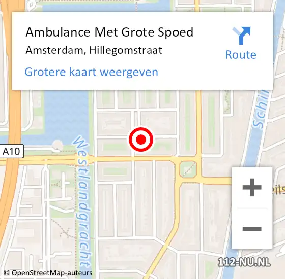 Locatie op kaart van de 112 melding: Ambulance Met Grote Spoed Naar Amsterdam, Hillegomstraat op 20 juli 2023 20:36
