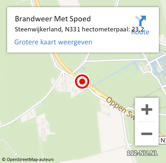 Locatie op kaart van de 112 melding: Brandweer Met Spoed Naar Steenwijkerland, N331 hectometerpaal: 23,2 op 21 juli 2023 01:08