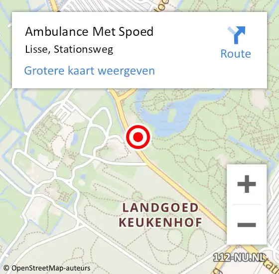 Locatie op kaart van de 112 melding: Ambulance Met Spoed Naar Lisse, Stationsweg op 21 juli 2023 01:21