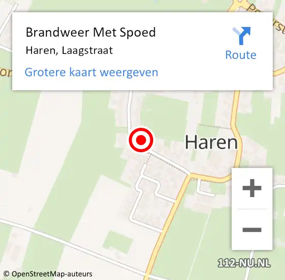 Locatie op kaart van de 112 melding: Brandweer Met Spoed Naar Haren, Laagstraat op 21 juli 2023 02:03