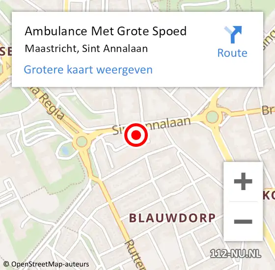 Locatie op kaart van de 112 melding: Ambulance Met Grote Spoed Naar Maastricht, Sint Annalaan op 21 juli 2023 09:26