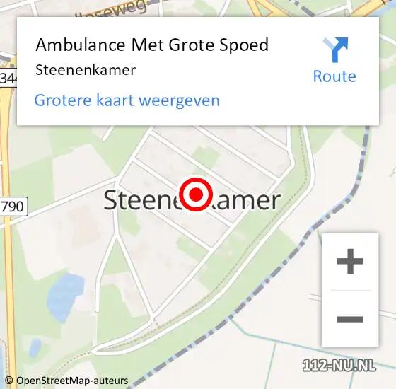 Locatie op kaart van de 112 melding: Ambulance Met Grote Spoed Naar Steenenkamer op 21 juli 2023 09:30
