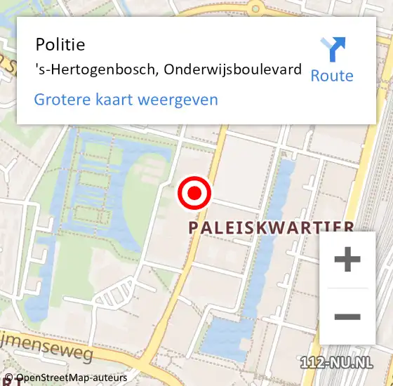 Locatie op kaart van de 112 melding: Politie 's-Hertogenbosch, Onderwijsboulevard op 21 juli 2023 10:02