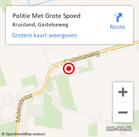 Locatie op kaart van de 112 melding: Politie Met Grote Spoed Naar Kruisland, Gastelseweg op 21 juli 2023 10:23