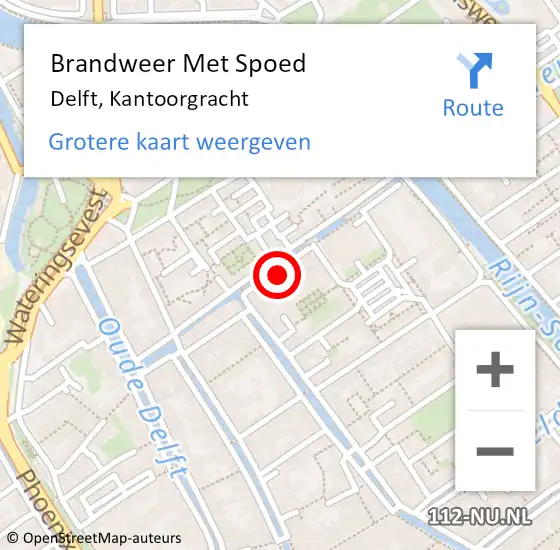 Locatie op kaart van de 112 melding: Brandweer Met Spoed Naar Delft, Kantoorgracht op 21 juli 2023 13:40