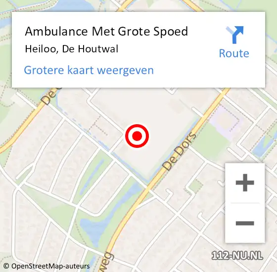 Locatie op kaart van de 112 melding: Ambulance Met Grote Spoed Naar Heiloo, De Houtwal op 21 juli 2023 14:24