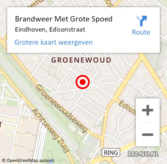 Locatie op kaart van de 112 melding: Brandweer Met Grote Spoed Naar Eindhoven, Edisonstraat op 21 juli 2023 14:28