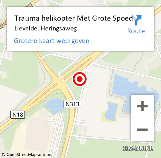 Locatie op kaart van de 112 melding: Trauma helikopter Met Grote Spoed Naar Lievelde, Heringsaweg op 21 juli 2023 15:03