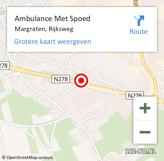 Locatie op kaart van de 112 melding: Ambulance Met Spoed Naar Margraten, Rijksweg op 21 juli 2023 15:10
