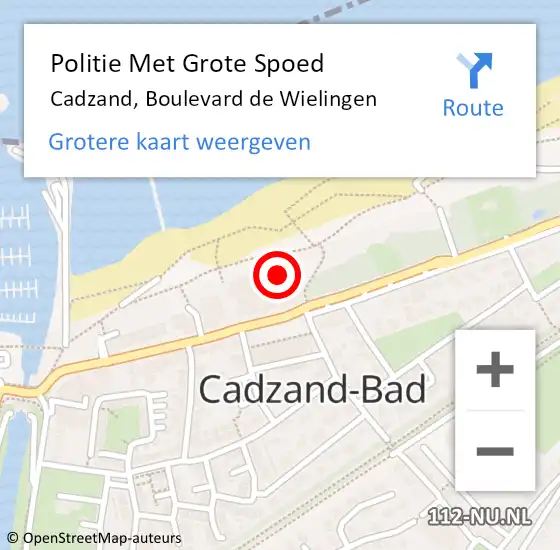 Locatie op kaart van de 112 melding: Politie Met Grote Spoed Naar Cadzand, Boulevard de Wielingen op 21 juli 2023 16:55