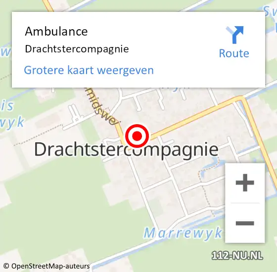 Locatie op kaart van de 112 melding: Ambulance Drachtstercompagnie op 21 juli 2023 16:59