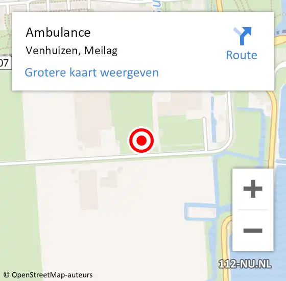 Locatie op kaart van de 112 melding: Ambulance Venhuizen, Meilag op 21 juli 2023 17:59