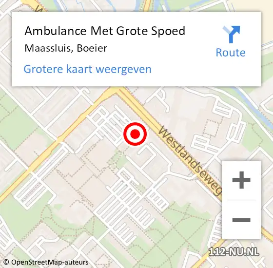 Locatie op kaart van de 112 melding: Ambulance Met Grote Spoed Naar Maassluis, Boeier op 21 juli 2023 18:24