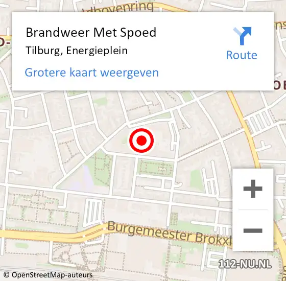 Locatie op kaart van de 112 melding: Brandweer Met Spoed Naar Tilburg, Energieplein op 21 juli 2023 19:42