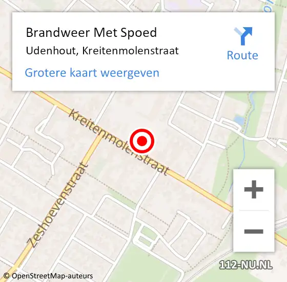 Locatie op kaart van de 112 melding: Brandweer Met Spoed Naar Udenhout, Kreitenmolenstraat op 21 juli 2023 21:09