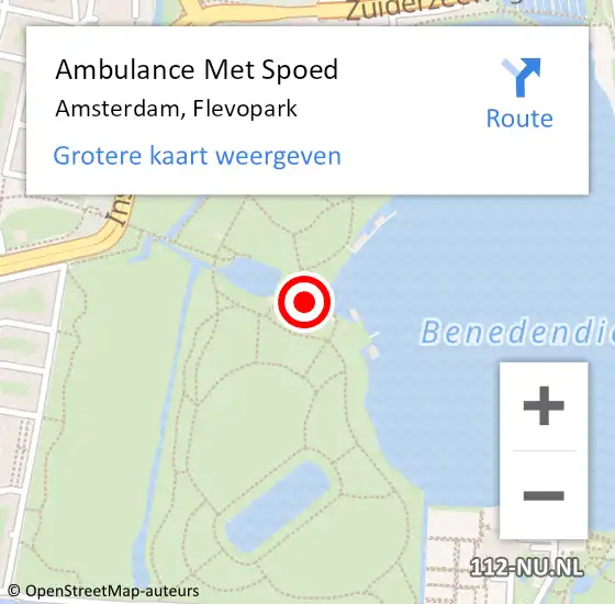 Locatie op kaart van de 112 melding: Ambulance Met Spoed Naar Amsterdam, Flevopark op 21 juli 2023 21:57