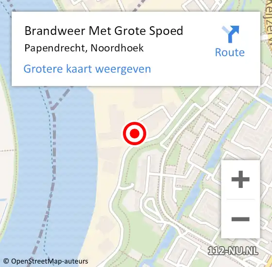 Locatie op kaart van de 112 melding: Brandweer Met Grote Spoed Naar Papendrecht, Noordhoek op 21 juli 2023 22:41