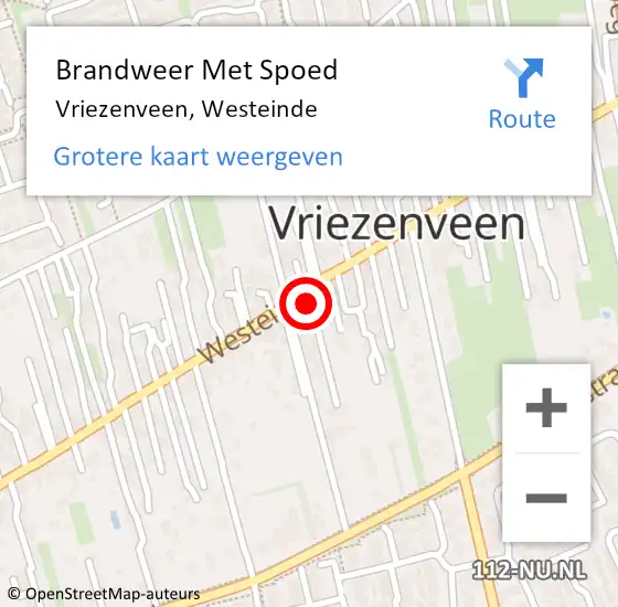 Locatie op kaart van de 112 melding: Brandweer Met Spoed Naar Vriezenveen, Westeinde op 21 juli 2023 22:43