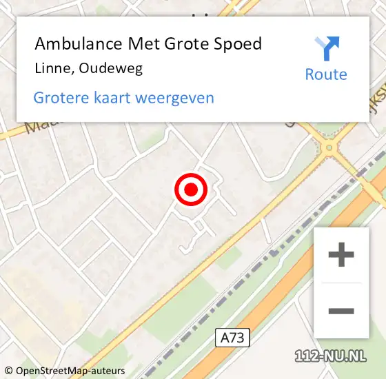 Locatie op kaart van de 112 melding: Ambulance Met Grote Spoed Naar Linne, Oudeweg op 21 juli 2023 23:18