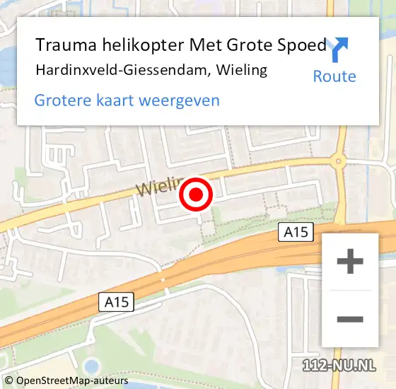 Locatie op kaart van de 112 melding: Trauma helikopter Met Grote Spoed Naar Hardinxveld-Giessendam, Wieling op 22 juli 2023 00:05