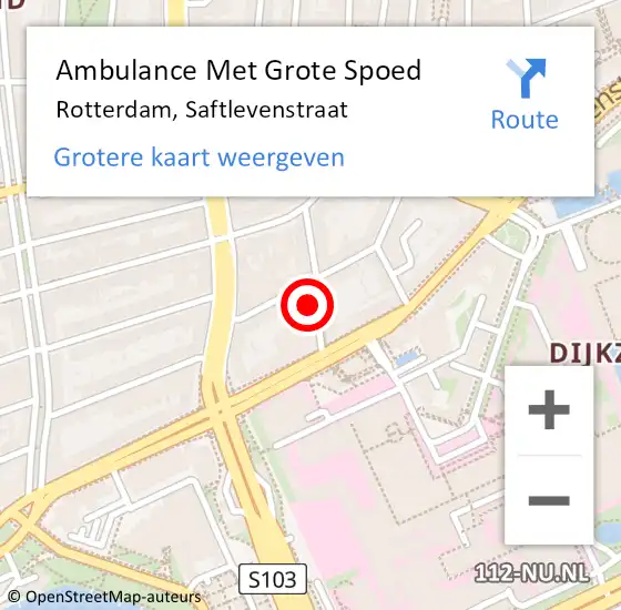 Locatie op kaart van de 112 melding: Ambulance Met Grote Spoed Naar Rotterdam, Saftlevenstraat op 22 juli 2023 00:18