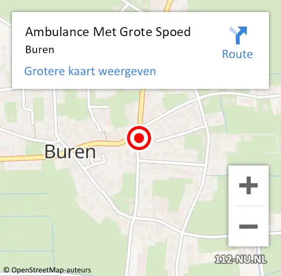 Locatie op kaart van de 112 melding: Ambulance Met Grote Spoed Naar Buren op 22 juli 2023 00:34