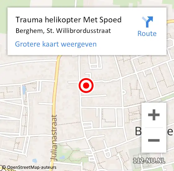Locatie op kaart van de 112 melding: Trauma helikopter Met Spoed Naar Berghem, St. Willibrordusstraat op 22 juli 2023 02:53