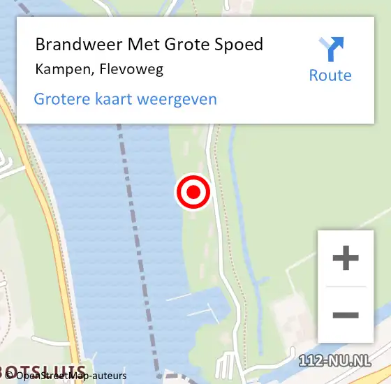 Locatie op kaart van de 112 melding: Brandweer Met Grote Spoed Naar Kampen, Flevoweg op 22 juli 2023 03:52