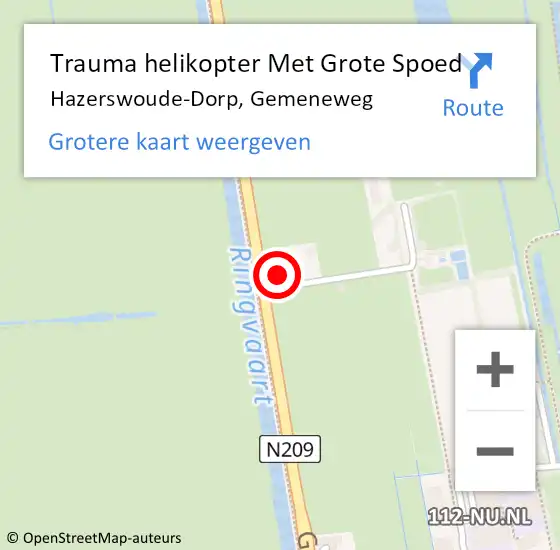 Locatie op kaart van de 112 melding: Trauma helikopter Met Grote Spoed Naar Hazerswoude-Dorp, Gemeneweg op 22 juli 2023 08:55