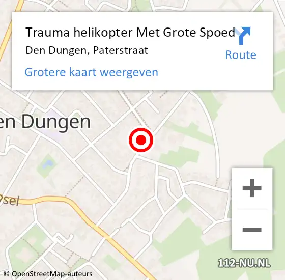 Locatie op kaart van de 112 melding: Trauma helikopter Met Grote Spoed Naar Den Dungen, Paterstraat op 22 juli 2023 10:43