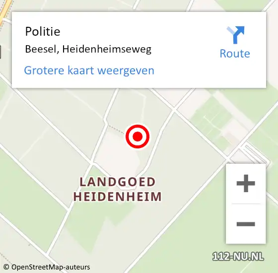 Locatie op kaart van de 112 melding: Politie Beesel, Heidenheimseweg op 22 juli 2023 11:37