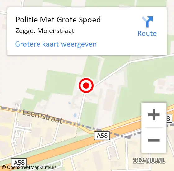 Locatie op kaart van de 112 melding: Politie Met Grote Spoed Naar Zegge, Molenstraat op 22 juli 2023 12:24