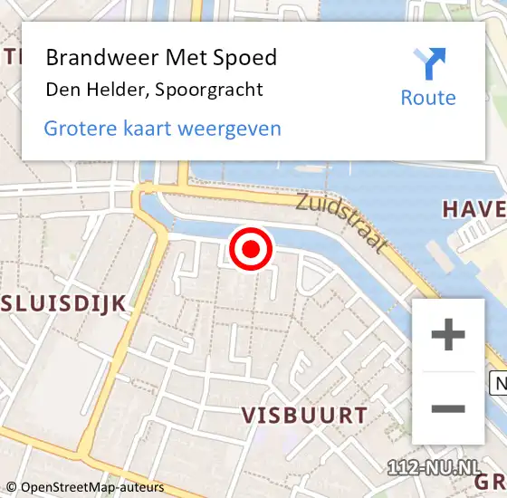 Locatie op kaart van de 112 melding: Brandweer Met Spoed Naar Den Helder, Spoorgracht op 22 juli 2023 12:37