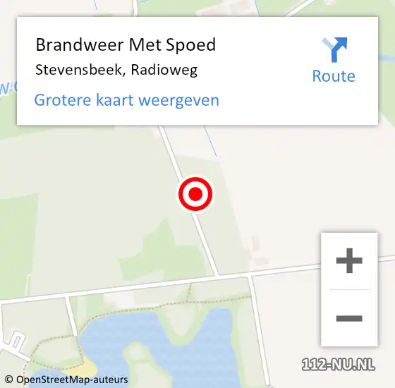 Locatie op kaart van de 112 melding: Brandweer Met Spoed Naar Stevensbeek, Radioweg op 22 juli 2023 13:20