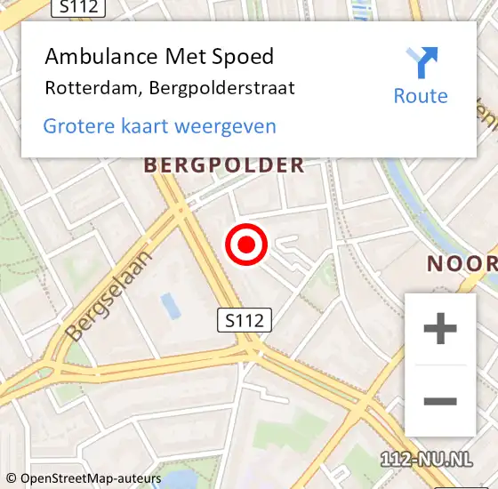 Locatie op kaart van de 112 melding: Ambulance Met Spoed Naar Rotterdam, Bergpolderstraat op 22 juli 2023 13:27
