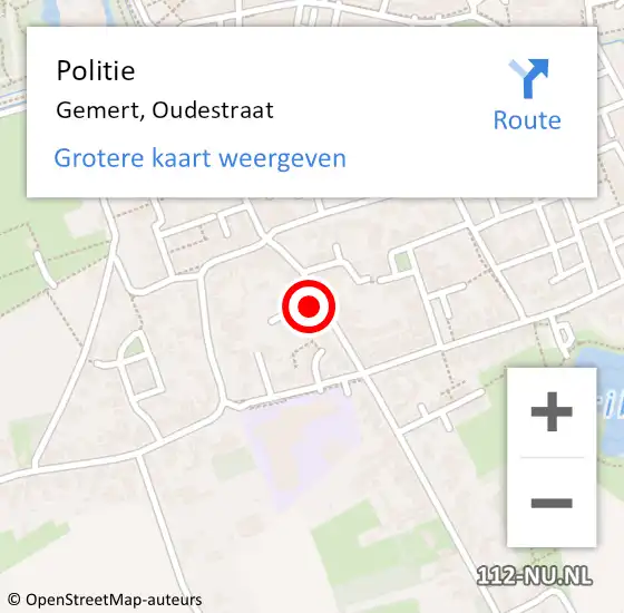 Locatie op kaart van de 112 melding: Politie Gemert, Oudestraat op 22 juli 2023 14:37