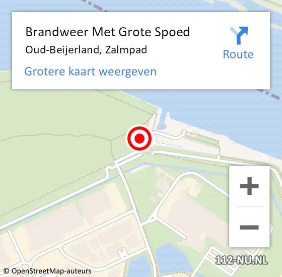 Locatie op kaart van de 112 melding: Brandweer Met Grote Spoed Naar Oud-Beijerland, Zalmpad op 22 juli 2023 14:47