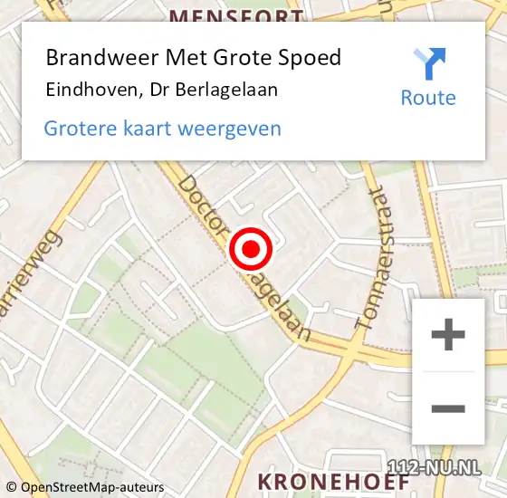 Locatie op kaart van de 112 melding: Brandweer Met Grote Spoed Naar Eindhoven, Dr Berlagelaan op 22 juli 2023 15:18