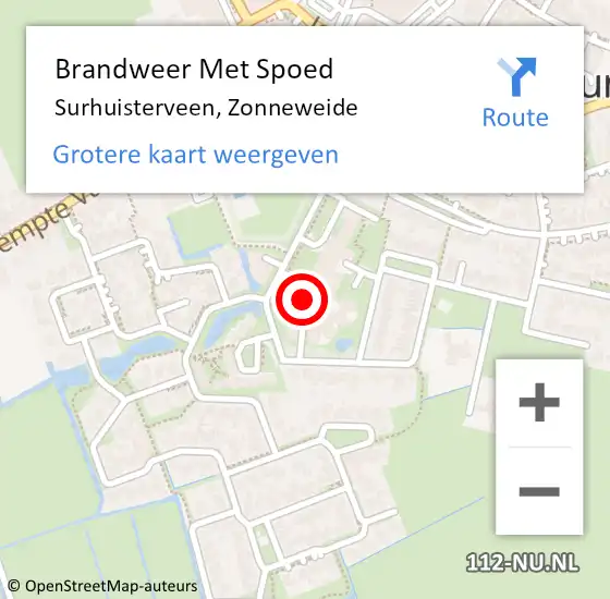 Locatie op kaart van de 112 melding: Brandweer Met Spoed Naar Surhuisterveen, Zonneweide op 22 juli 2023 16:18