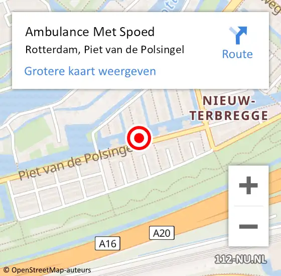 Locatie op kaart van de 112 melding: Ambulance Met Spoed Naar Rotterdam, Piet van de Polsingel op 22 juli 2023 17:11