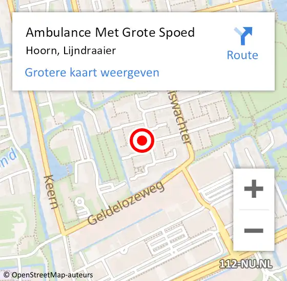 Locatie op kaart van de 112 melding: Ambulance Met Grote Spoed Naar Hoorn, Lijndraaier op 22 juli 2023 19:38