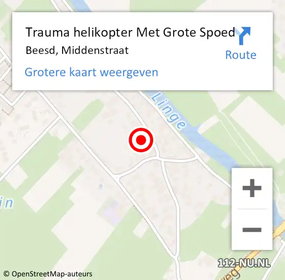 Locatie op kaart van de 112 melding: Trauma helikopter Met Grote Spoed Naar Beesd, Middenstraat op 22 juli 2023 21:15