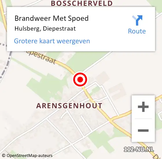 Locatie op kaart van de 112 melding: Brandweer Met Spoed Naar Hulsberg, Diepestraat op 22 juli 2023 21:33