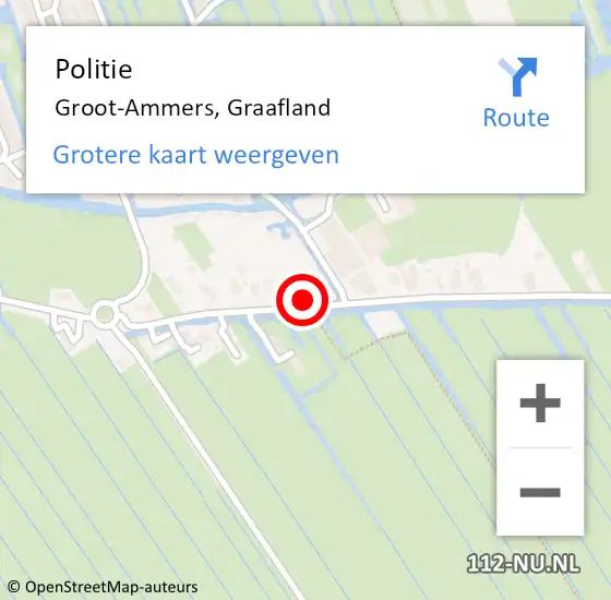 Locatie op kaart van de 112 melding: Politie Groot-Ammers, Graafland op 22 juli 2023 22:13