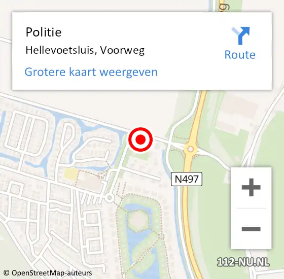 Locatie op kaart van de 112 melding: Politie Hellevoetsluis, Voorweg op 22 juli 2023 22:37