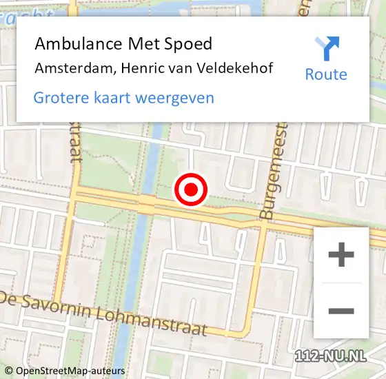 Locatie op kaart van de 112 melding: Ambulance Met Spoed Naar Amsterdam, Henric van Veldekehof op 22 juli 2023 23:11