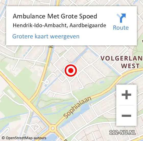 Locatie op kaart van de 112 melding: Ambulance Met Grote Spoed Naar Hendrik-Ido-Ambacht, Aardbeigaarde op 22 juli 2023 23:22